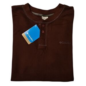 🆕Columbia 2 Button Front Longsleeve Thermal Roundneck Shirt. Men's Size: Large.